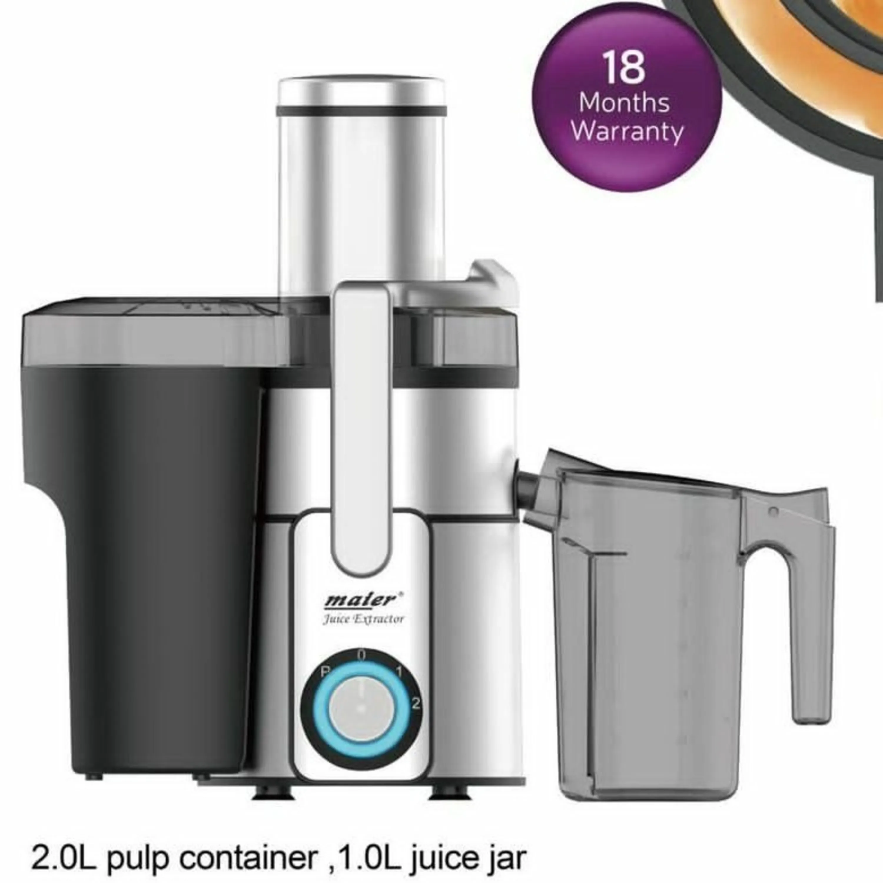 بمیوه گیری مایر مدل MR265 ظرفیت 1.6 لیتر تک کاره