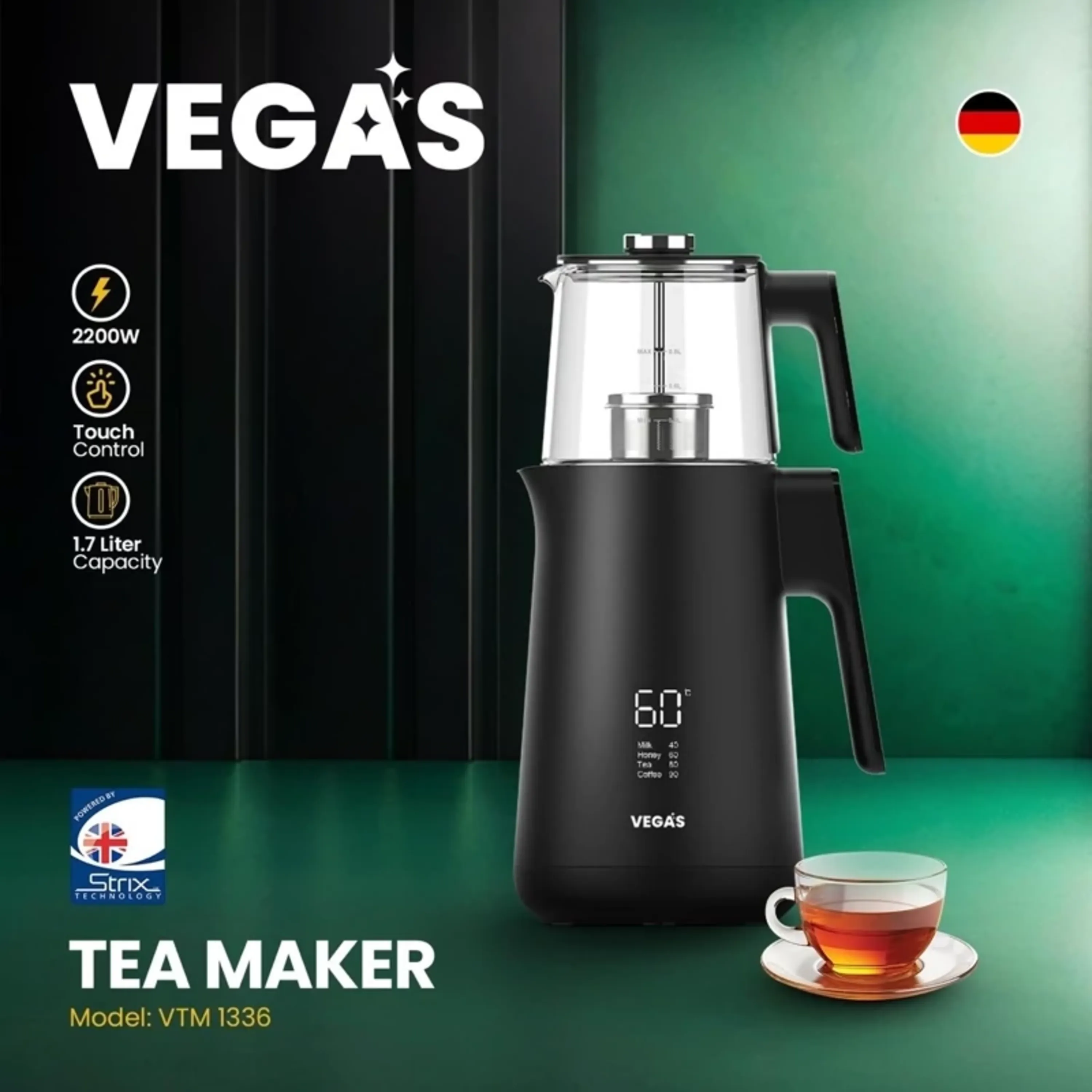 چای ساز وگاس مشکی مدل 1336(اصل)